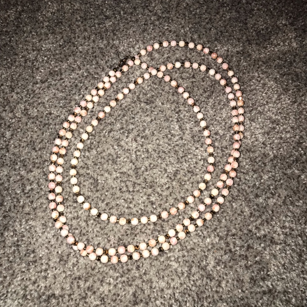 Light Pink Beaded Wrap Necklace
